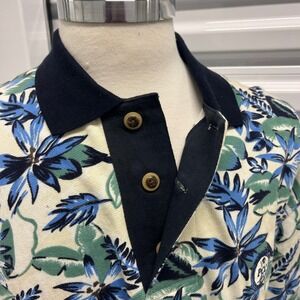 Cutter & Buck Mens Floral Tropical Polo Shirt Blue Green PCC Country Club XL